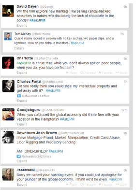 Popular tweets from the #askJPM 'Snarkpocalypse'